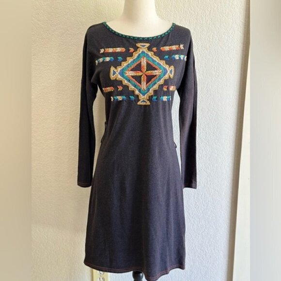 Double D Ranch Dolman Sleeve Long Sleeve Southwestern Western Aztec Dress XS - Picture 1 of 6